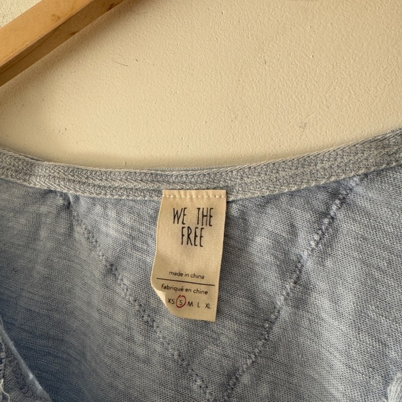 Free People Head in the Clouds Baby Blue Linen Tee - Picture 3 of 5